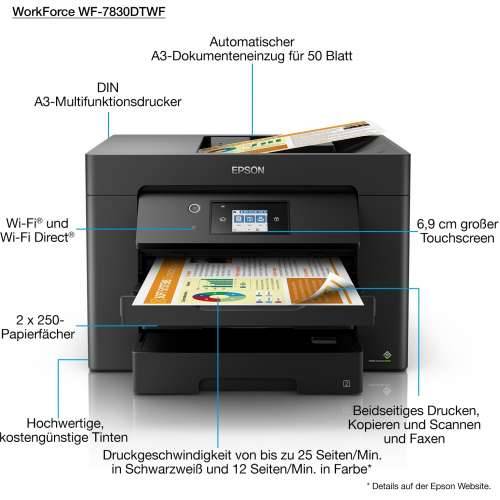 T Epson WorkForce WF-7830DTWF ink multifunction printer 4in1 A4/A3 LAN WLAN WiFi Duplex ADF Cijena