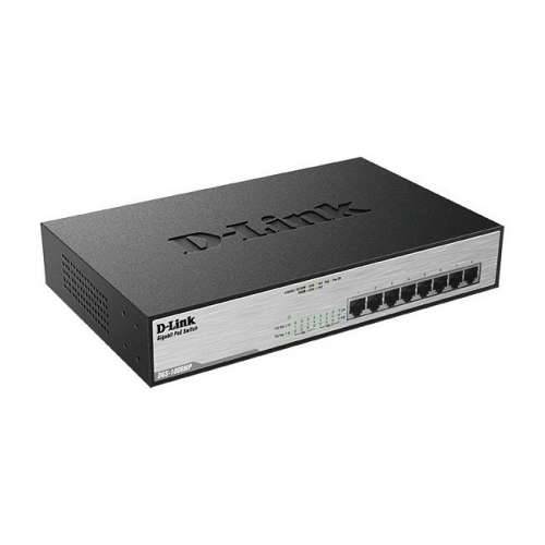 D-Link 8-port radna sklopka (DGS-1008MP) [PoE, Gigabit LAN, Bez upravljanja, Zelena mrežna tehnologija]
