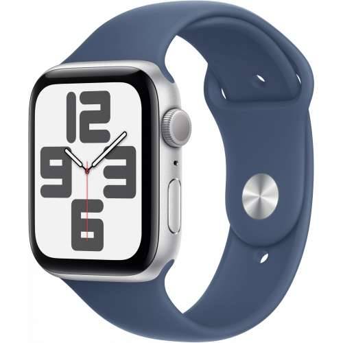 Apple Watch SE GPS 44mm Aluminum Silver Sport Strap Denim - M/L