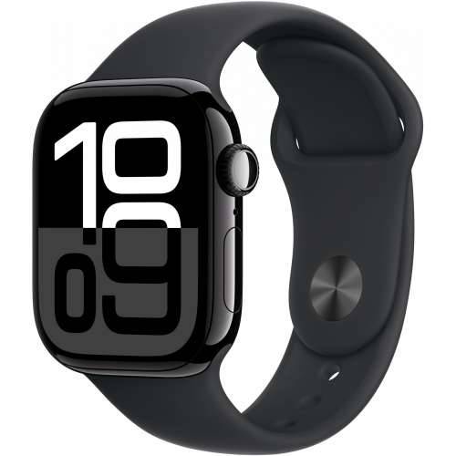 Apple Watch Series 10 GPS 42mm Aluminum Jet Black Sport Band Black - M/L