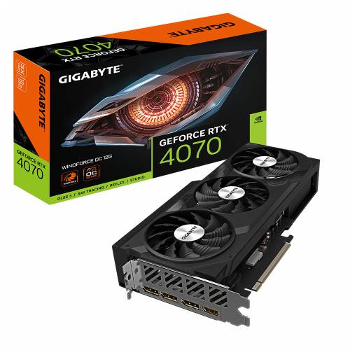 Gigabyte GeForce RTX 4070 Windforce 3X OC V2 graphics card - 12GB GDDR6X, 1x HDMI, 3x DP