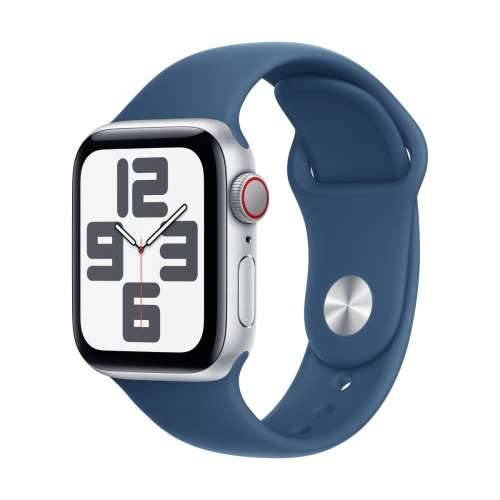 Apple Watch SE Silver Aluminum Sport Band Denim S/M 2024 GPS + Cellular 40mm MXGF3QF/A