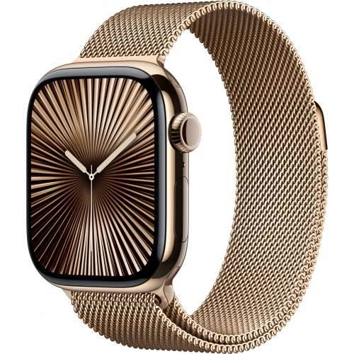 Apple Watch Series 10 LTE 42mm Gold Titanium Case with Gold Milanese Loop