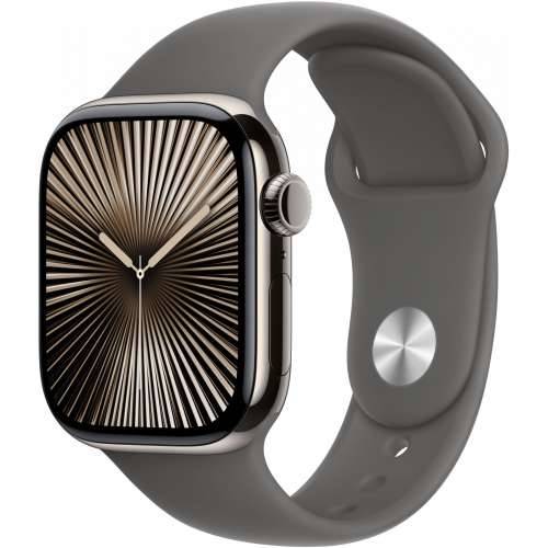 Apple Watch Series 10 LTE 42mm Natural Titanium Case with Stone Gray Sport Band - M/L