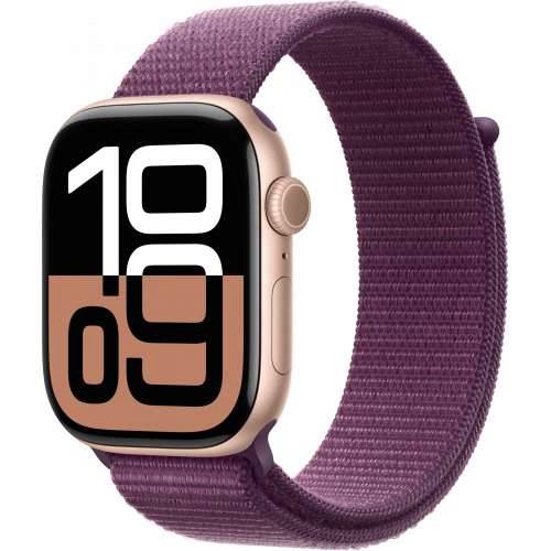 Apple Watch Series 10 GPS 46mm Aluminum Rose Gold Sport Loop Plum