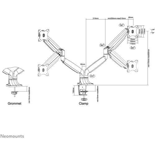 Neomounts NM-D750D mounting kit - full-motion - for 2 LCD displays - black Cijena