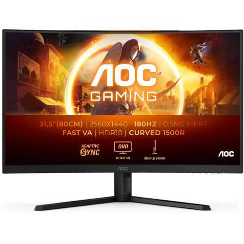 81.3cm/32“ (2560x1440) AOC Gaming CQ32G4VE 16:9 QHD Curved FastVA 0.5ms 180Hz HDR10 HDMI DP Black