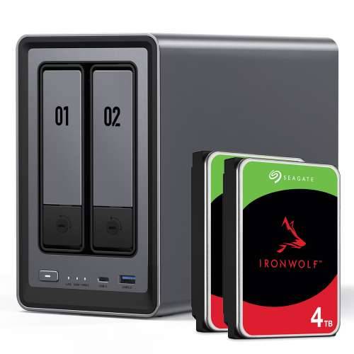 UGREEN DXP2800 8TB Seagate IronWolf NAS bundle NAS incl. 2x 4TB Seagate IronWolf 3.5 inch SATA hard drive