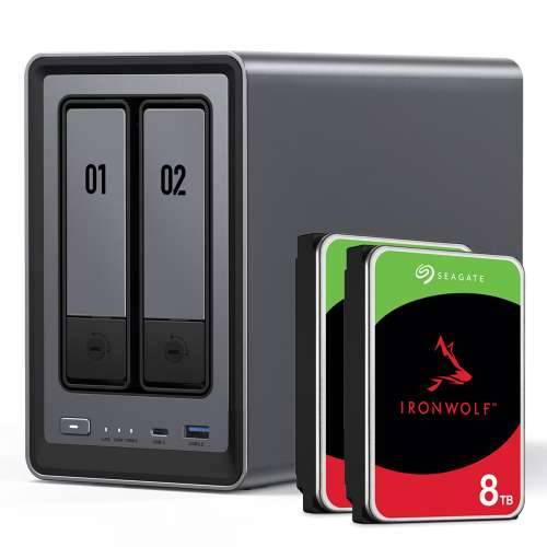 UGREEN DXP2800 16TB Seagate IronWolf NAS bundle NAS incl. 2x 8TB Seagate IronWolf 3.5 inch SATA hard drive