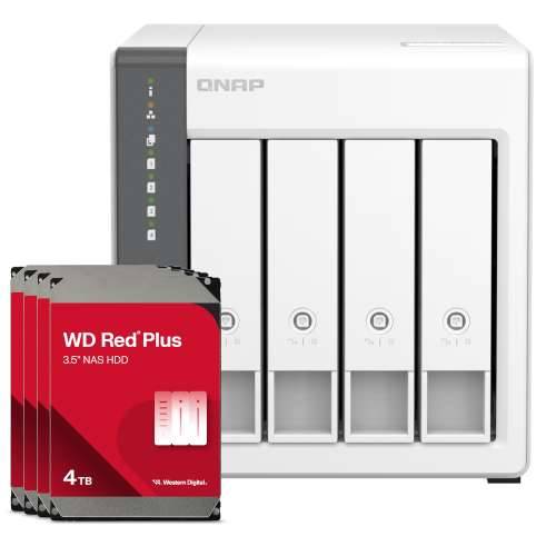 QNAP Systems TS-433-4G 16TB WD Red Plus NAS bundle NAS incl. 4x 4TB WD Red Plus 3.5 inch SATA hard drive