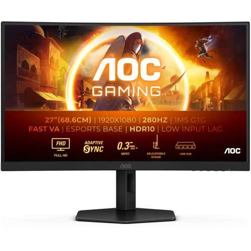68.5cm/27“ (1920x1080) AOC Gaming C27G4ZXU 16:9 FHD VA 0.3ms 280Hz 2xHDMI DP USB Speaker Black Cijena