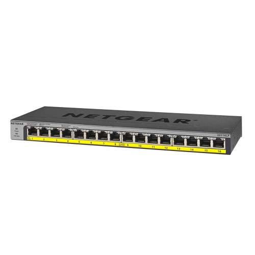 NETGEAR 16-portni gigabitni Ethernet neupravljani PoE / PoE + prekidač (GS116LP-100EUS)