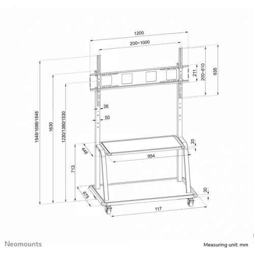 Neomounts NS-M4000BLACK mobile floor stand for flat screen TVs up to 105“ (267 cm). Cijena