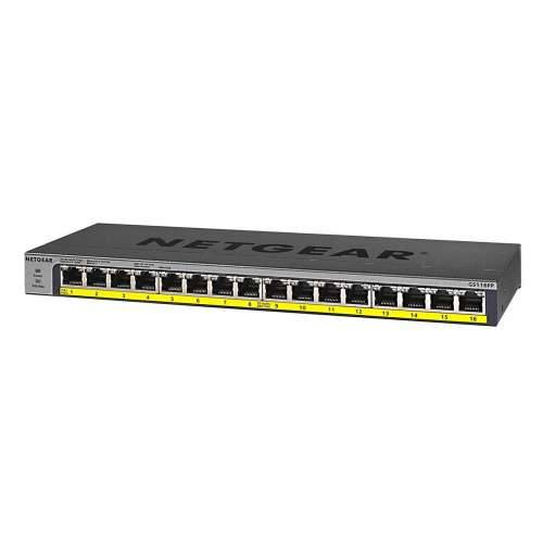 NETGEAR 16-Port Gigabit Ethernet Neupravljani PoE / PoE + sklopka (GS116PP-100EUS)