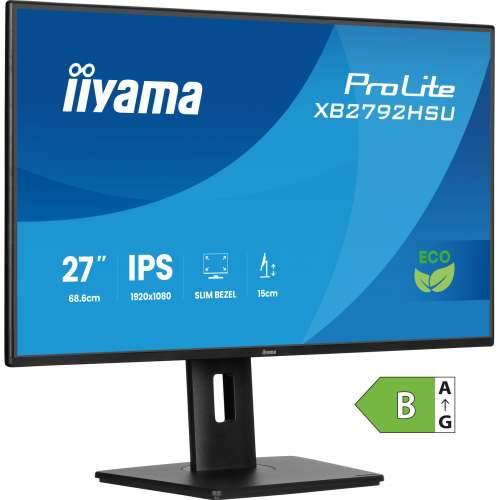 68.6cm/27“ (1920x1080) iiyama ProLite XB2792HSU-B1 16:9 IPS 3ms 100Hz HDMI DisplayPort USB VESA Speaker Pivot Black