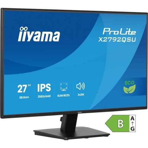 68.6cm/27“ (2560x1440) iiyama ProLite X2792QSU-B1 16:9 IPS 3ms 100Hz HDMI DisplayPort USB VESA Speaker Black