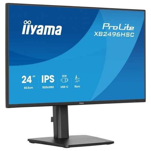 60.5cm/24“ (1920x1080) iiyama ProLite XB2496HSC-B1 16:9 IPS 3ms 144Hz HDMI USB-C USB VESA Speaker Black