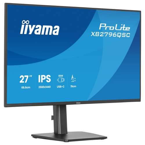 68.5cm/27“ (2560x1440) iiyama ProLite XB2796QSC-B1 16:9 IPS 4ms 75Hz HDMI USB-C USB VESA Speaker Black