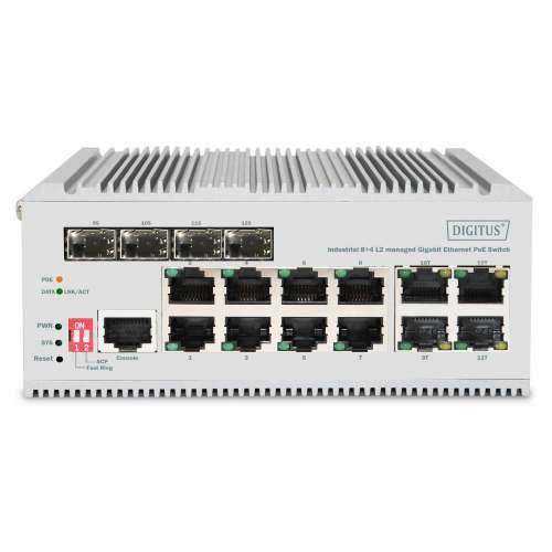 Digitus 8+4P Industrial Gigabit Ethernet PoE Switch L2 managed