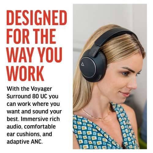 Poly Headset Voyager Surround 80 UC - wireless/bluetooth - Black