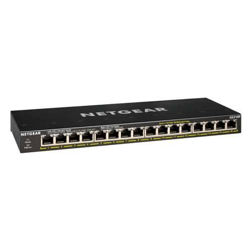 Netgear GS316P neupravljani prekidač sa 16 priključaka [16x PoE +, 115 W, Gigabit-LAN, bez ventilatora] Cijena