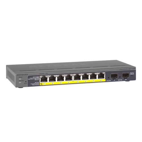 Netgear GS110TP pametni upravljani prekidač s 10 priključaka [8x PoE +, 2x SFP, 55W, Gigabit-LAN, bez ventilatora] Cijena