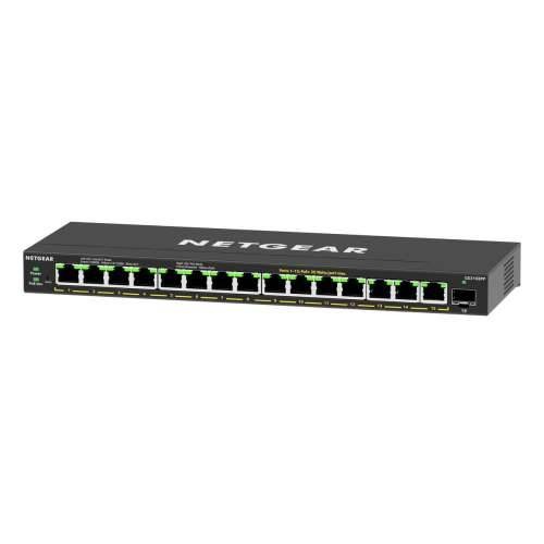NETGEAR mrežni prekidač s 16 priključaka (GS316EPP) [15x Gigabit Ethernet, PoE +, maks. 231W, 1x SFP, metalno kućište, bez ventilatora] Cijena