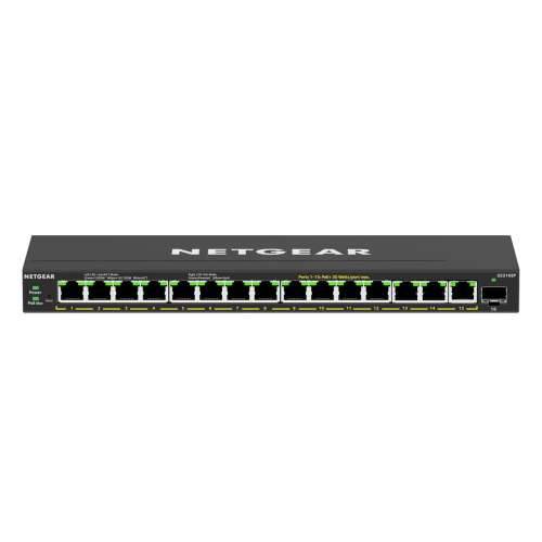 NETGEAR mrežni prekidač s 16 priključaka (GS316EP) [15x Gigabit Ethernet, PoE +, maks. 180W, 1x SFP, metalno kućište, bez ventilatora] Cijena