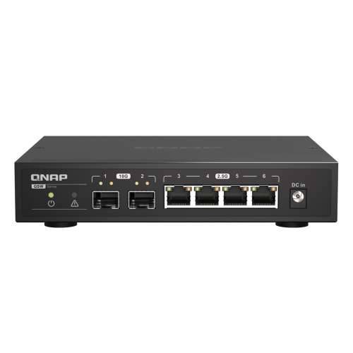 QNAP Systems QSW-2104-2S 6-portni neupravljani prekidač [2x 10GbE SFP +, 4x 2.5GbE, bez ventilatora]