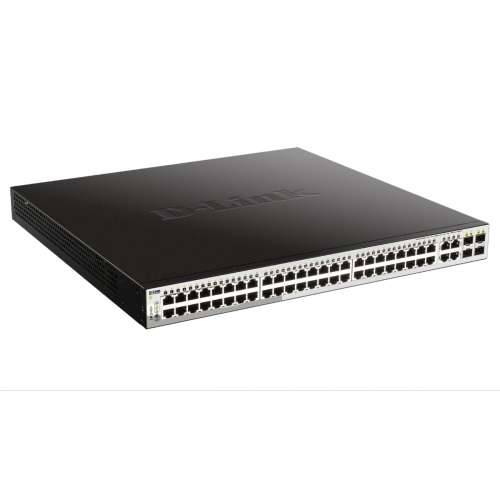 D-Link DGS-1210-52MP Smart+ upravljani prekidač [48x Gigabit Ethernet PoE+, 4x GbE/SFP Combo]