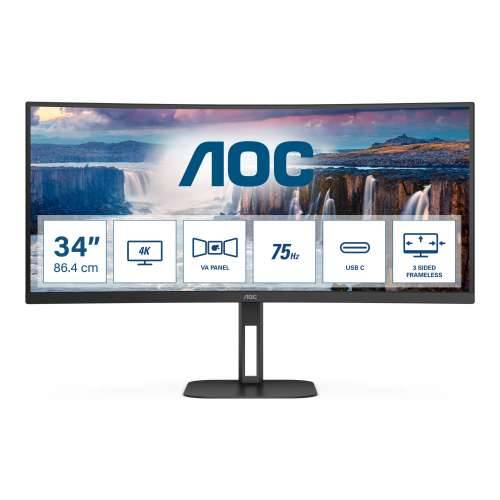 AOC CU34V5C/BK zakrivljeni monitor - WQHD, podešavanje visine, USB-C Cijena
