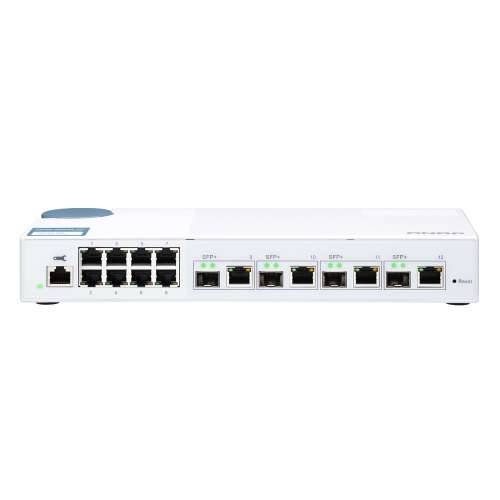 QNAP Systems QSW-M408-4C 12-portni pametni upravljani preklopnik [4x 10GbE SFP+/RJ45 Combo, 8x 1GbE (RJ45), sloj 2, upravljanje mrežom]