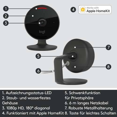 Logitech Cricle View network camera indoor outdoor motion detector 1920x1080 Wi-Fi Speaker Black Cijena