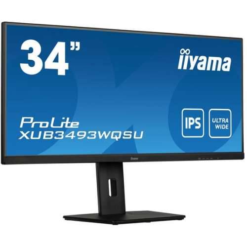 34““/86.4cm (3440x1440) Iiyama 34W LCD Business UWQHD IPS 21:9 4ms HDMI DisplayPort USB 3.0 Height Adj. Stand Speaker