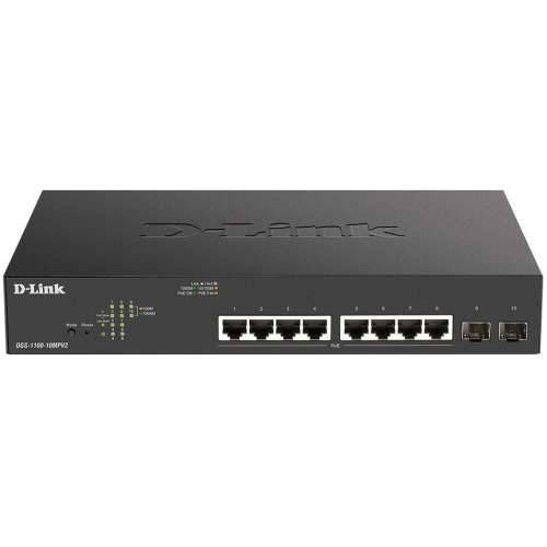 8P+2P D-Link DGS-1100-10MPV2/EM RM 2xSFP PoE (130W)