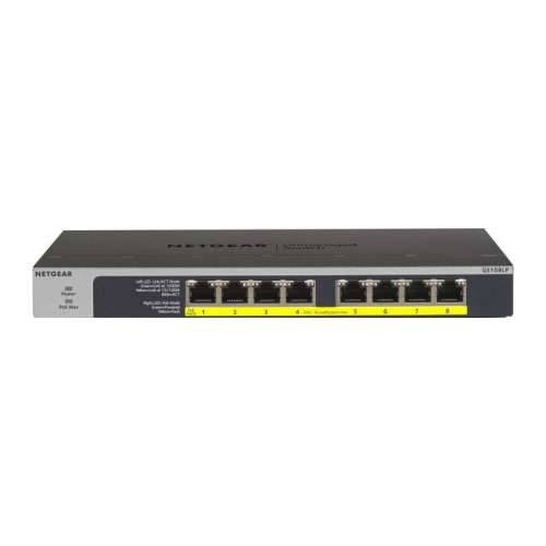 NETGEAR GS108LP 8-portni neupravljani prekidač [8x Gigabit LAN, PoE+ 60 W, bez ventilatora]