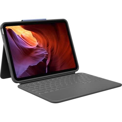Logitech Rugged Folio - Keyboard and Folio Case for iPad 10th Generation, Graphite QWERTZ DE