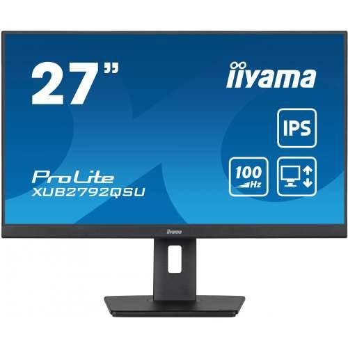68.5cm/27“ (2560x1440) Iiyama ProLite XUB2792QSU-B6 16:9 WQHD IPS 100Hz 0.4ms HDMI DP USB Pivot Speaker Black