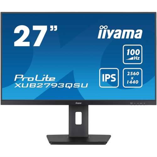 68.6cm/27“ (2560x1440) Iiyama Prolite XUB2793QSU-B6 16:9 QHD IPS 100Hz 1ms HDMI DP USB LS Pivot VESA Black