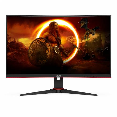 AOC Gaming C27G2E - 27 inch Full HD Curved Monitor, 165 Hz, 1 ms GtG, FreeSync Premium (1920x1080, VGA, HDMI, DisplayPort) black-red