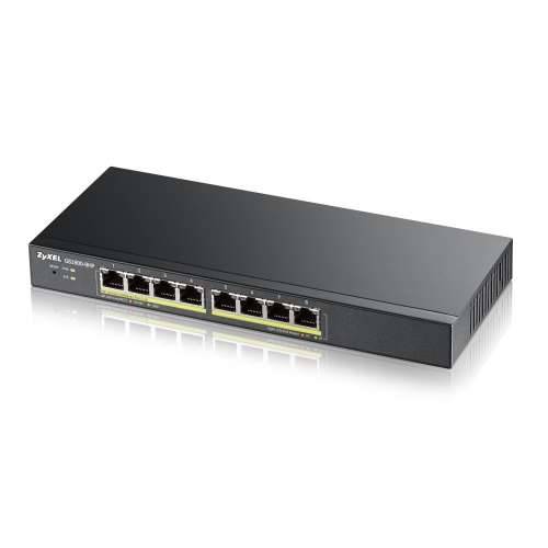 Zyxel GS1900-8HP V3 Smart Managed Switch 8x Gigabit Ethernet (8x PoE+ max. 70 Watt), Layer 2, Desktop, Fanless