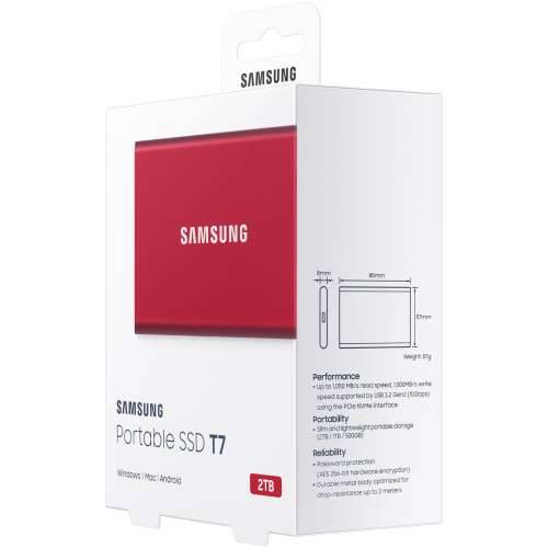 Samsung Portable SSD T7 2 TB USB 3.2 Gen2 Type-C Metallic Red PC/Mac Cijena