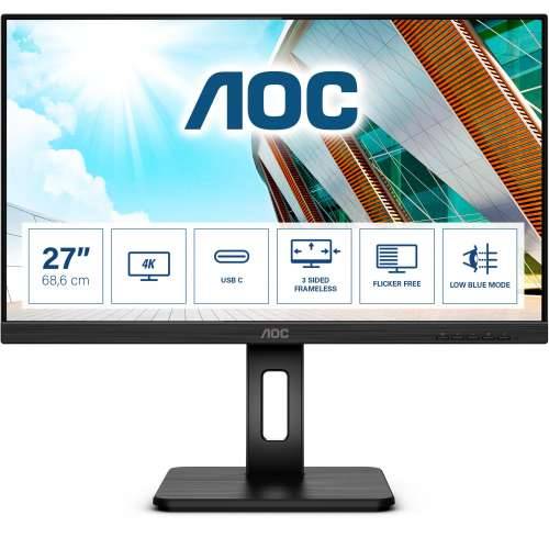 68.6cm/27“ (3840x2160) AOC U27P2CA 16:9 4K IPS 4ms 60Hz HDMI DP USB-C Pivot Black Cijena