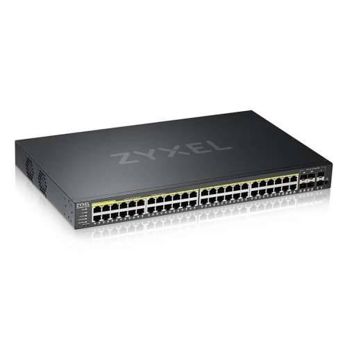 Zyxel GS2220-50HP Managed Switch 44x Gigabit Ethernet and 4x RJ45/SFP Combo (PoE+, max. 375W), 2x 1G SFP