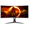 AOC Gaming CU34G2XP - 34 inch WQHD curved monitor, 180 Hz FreeSync Prem., HDR400 (3440x1440, 1ms GtG, HDMI, DisplayPort, USB Hub) black-red