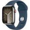 Apple Watch Series 9 LTE 41mm Stainless Steel Silver Sport Band Storm Blue S/M